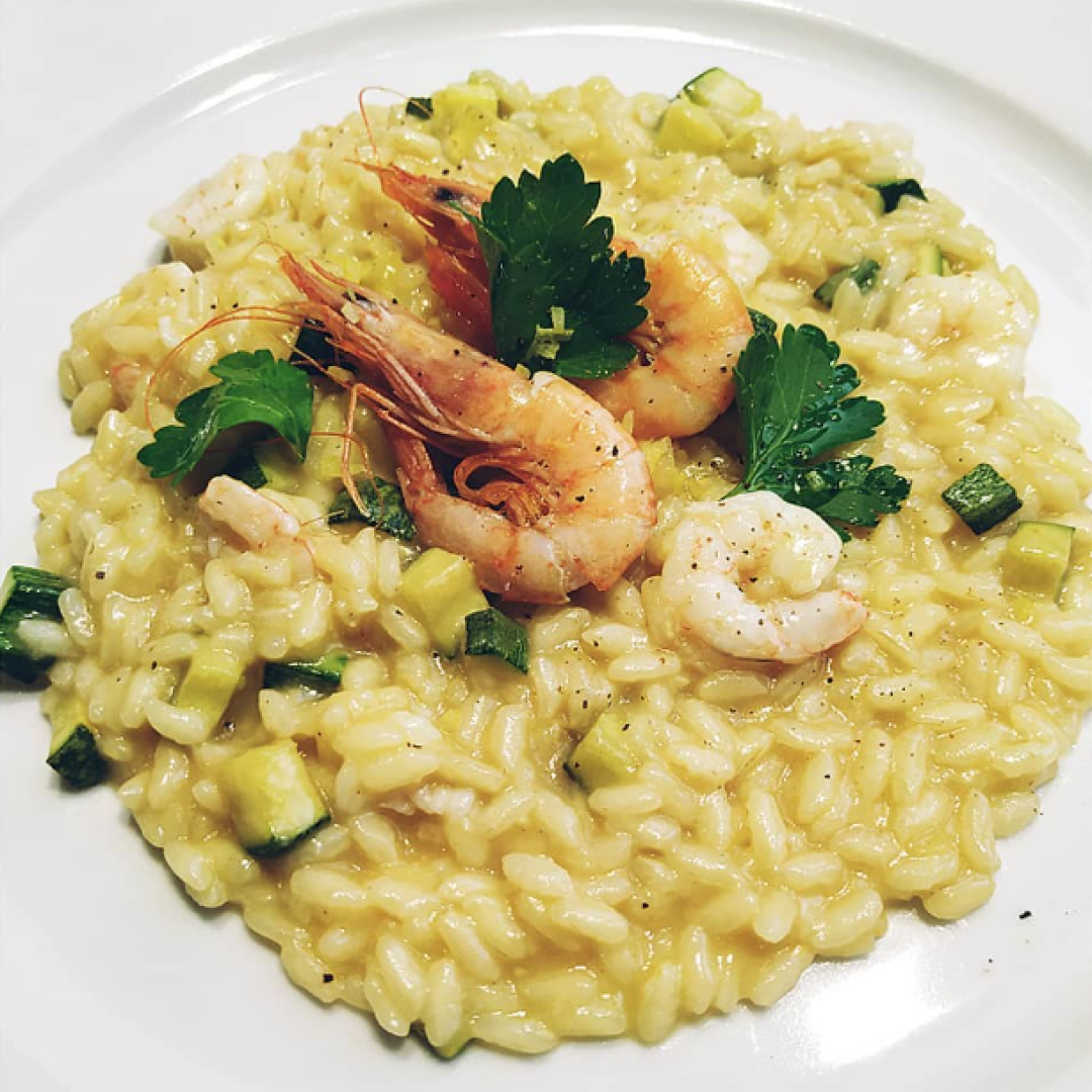 Risotto con zucchine e gamberetti